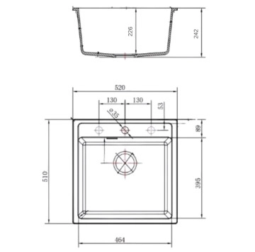Кухненска мивка 52/51см. черена/Black Pearl